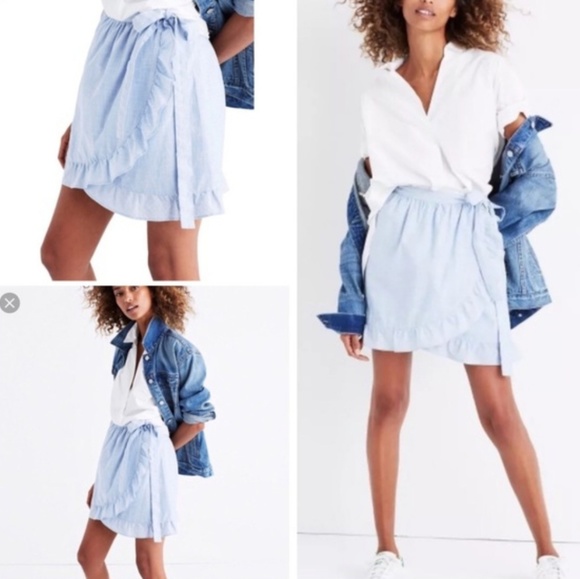 blue ruffle wrap skirt